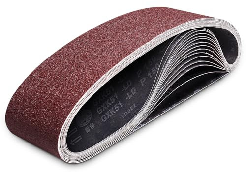 15 Pezzi Nastri abrasivi 100 x 915 mm, Set di Nastri Abrasivo (3 x grana 80/120/150/240/320) per levigatrice a nastro, Carta Abrasiva, Set di Nastri Abrasivi