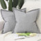 Madizz 2er Set Leinen Kissenbezügen mit breiter Kante Weiche dekorative Kissenbezüge für Sofa Schlafzimmer Kissenhülle Hellgrau 60x60 cm Quadrat