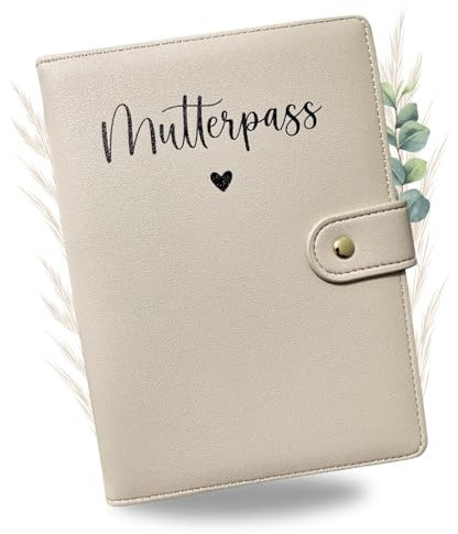 Premium Mutterpasshülle aus Kunstleder für deutschen Mutterpass - mit Fächer für Ultraschallbild, Impfpass, Versichertenkarte - hochwertige Mutterpass Schutzhülle