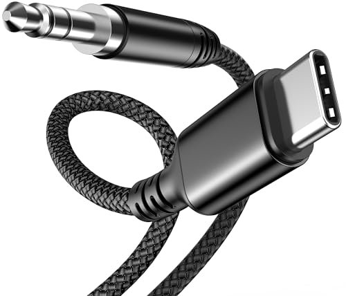Highwings Aux Kabel USB C 0.5M, USB C auf Klinke 3.5mm Audio Aux Auto Handy für iPhone 16/15 Pro Max, Galaxy S25/S24/S23/S22, Hua-wei P40/P30/P20, Pixel, Car Stereos - Schwarz