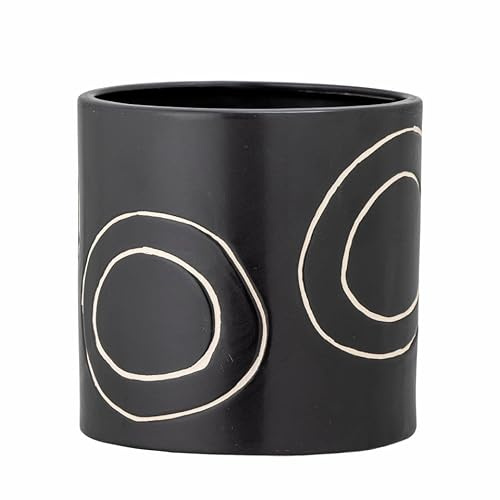 Troy Blumentopf, Schwarz, Steingut