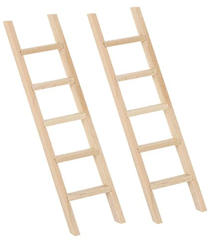 CIYODO 2pcs Doll House Ladder Mini Furniture Mini Dollhouse Mini Garden Ladders Fairy Ladder Model Mini House Decorations Outdoor Ladder Miniatures Diorama Ladder Fairy House Wooden