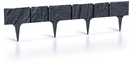 Rasenkante Stone 3,9 m Beeteinfassung Steinoptik Kunststoff Flexibel Garten | Prosperplast, Beetumrandung, Gartenbegrenzung, UV-beständig, wetterfest, einfache Verlegung, matt, langlebig, Rasenbegrenzung