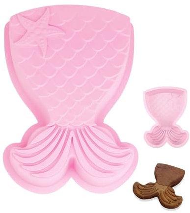 Backform Meerjungfrau Groß, Kuchenform Silikonform Meerjungfrau, Silikon Mermaid Motivform, Backform Kindergeburtstag, Neuheit Seifeform für Kuchen Pudding Schokolade, Pink