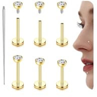 YADOCA G23 Titan Helix Piercing Tragus Ohrringe Innengewinde Labret Conch Piercing Hypoallergen Helix Ohrringe Piercing Ohr Gold Tragus Piercing Schmuck, Zircon