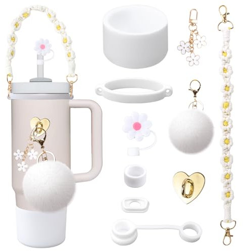 GTNCE 10 Stück Zubehör Set, Zubehör für Stanley Becher, enthält Auslaufschutz, Strohhalm Abdeckung & Wasserflasche Griff Riemen und Siliocne Stiefel für Stanley Cup 800ml-1100ml