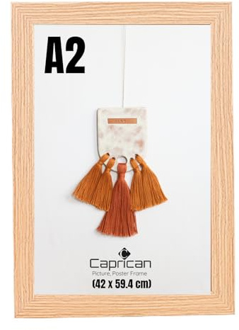 caprican A2 Picture Frames - Oak Photo Frame with Safe Perspex Front - A1 A2 A3 A4 A5 Photo Frames Multiple Pictures Sizes Colors, Portraits & Wall Mounting Orientation (42 x 59.4 cm)