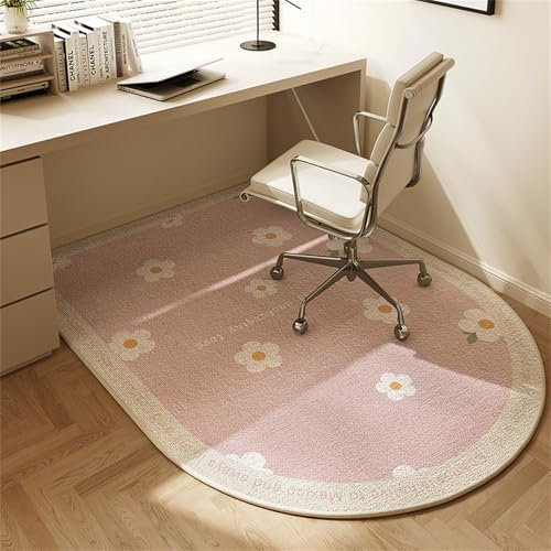 Hixingo Tapis Chaise de Bureau Antidérapant, Tapis Protection Sol Chaise Bureau Gaming pour Plancher de Bois, Parquet, Carrelage (Fleur Rose,90 * 60cm)