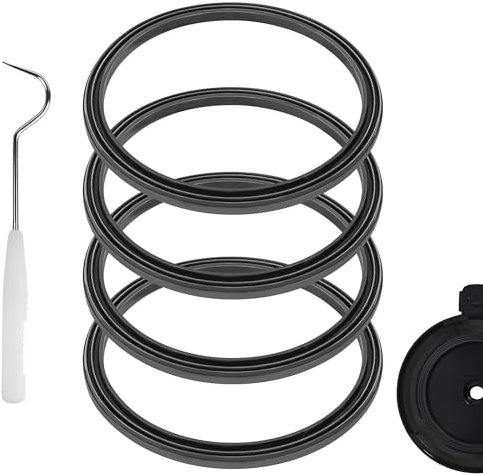 Linkidea 4 Pcs Blender Replacement Parts, Silicone Gasket Seal, Exact Fit Lid & Tool Kits, Compatible with Ninja NC299AMZ, NC301, NC300, Grey
