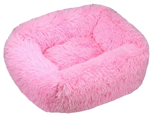 HotYou Orthopädisches Hundebett Rechteckiger Fluffy Wolke Hundekissen Hundesofa Katzenbett Kuscheliges Hundekorb Waschbar Rutschfester und Wasserdichter Boden,Pink 2,M 66 * 55 cm（<9KG）