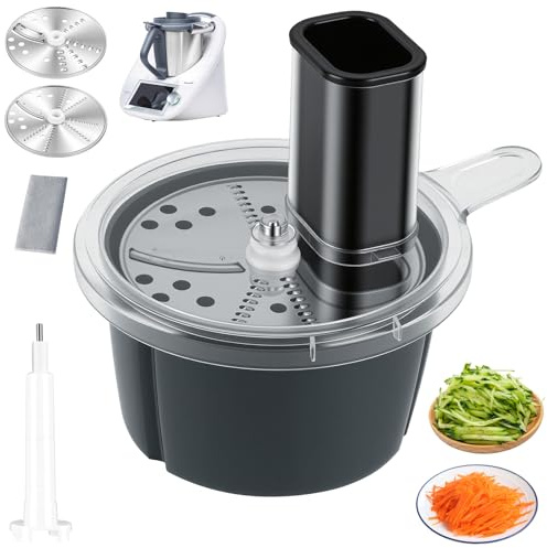 Gemüseschneider elektrisch für Thermomix TM5 TM6, Spiralschneider & Gemüsereibe Edelstahl für Zucchini Kartoffeln Karotten Obst, Vegetable Chopper Slicer Gemüsefriseur mit zwei Schnittstärken