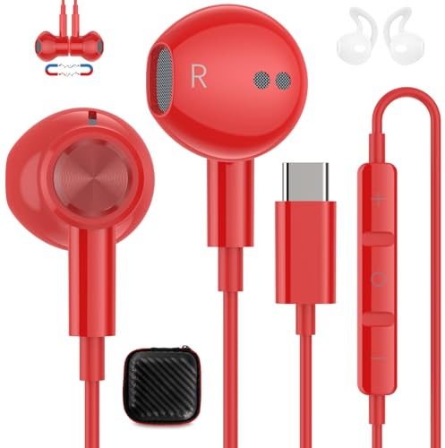 ACAGET USB C Kopfhörer für Samsung Galaxy A56 A17 A37 S26 für OnePlus 15 13 | Magnetische Stereo Ohrhörer Typ C mit Kabel für HONOR 400 Lite für Redmi Note 15 Pro+ für iPhone 17 16 15 Pro Max Pixel 10 9a