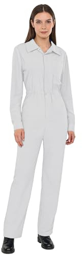Sinleey Womens Long Sleeve Coverall Mechanic Uniform Workwear Boiler Suit Overalls Loose Fit Jumpsuit Rompers