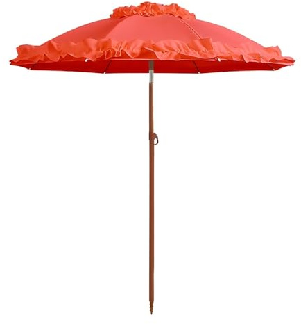 KXWOQ3ED 162 cm Roter Gartenschirm, Neigbarer Sonnenschirm Terrassenschirm, Sonnenschutz UPF 50+, für Markt, Camping, Rasen und Pool