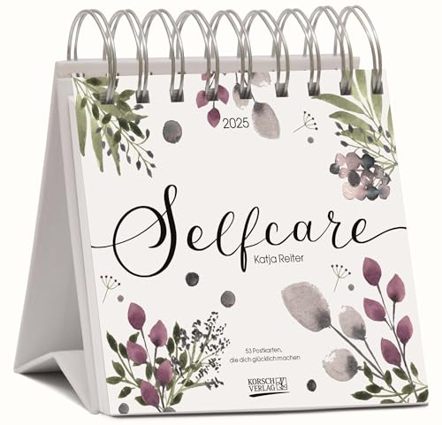 Selfcare 2025: Aufstellbarer Typo-Art Postkartenkalender. Jede Woche ein neuer Spruch. Hochwertiger Wochenkalender für den Schreibtisch