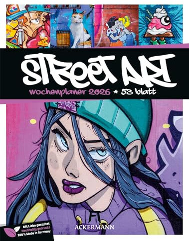 Street Art Wochenplaner Kalender 2026 | Außergewöhnlicher Graffiti-Wochenkalender im Hochformat (25x33 cm) | Straßen-Kunst | mit Sudokus und Rätseln