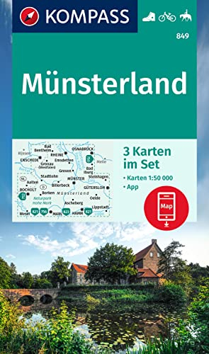 KOMPASS Wanderkarten-Set 849 Münsterland (3 Karten) 1:50.000: inklusive Karte zur offline Verwendung in der KOMPASS-App. Fahrradfahren. Reiten