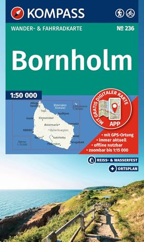 KOMPASS Wanderkarte 236 Bornholm 1:50.000: Wander- und Fahrradkarte in einem - inklusive Offline-Verwendung in der KOMPASS-App. Wander-& Radwege.