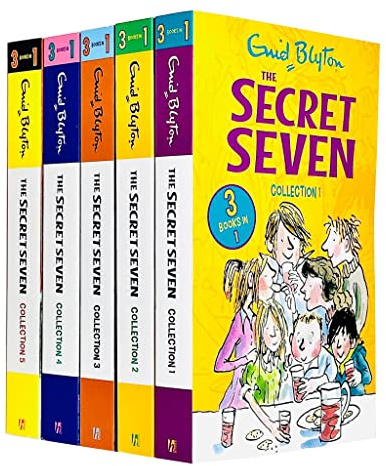 Enid Blyton The Secret Seven 15 Story Collection in 5 Books Set (The Secret Seven, Adventure, Well Done, on the Trail, Go Ahead, Good Work, Win Through, Three Cheers, Mystery & More)