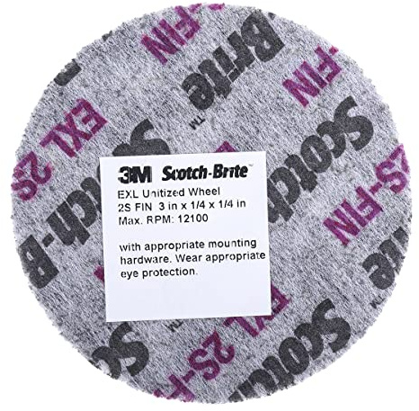 Scotch-Brite EXL Unitized Wheel, Silicon Carbide, 12100 rpm, 3 Diameter, 1/4 Arbor, 2S Fine Grit (Pack of 1)