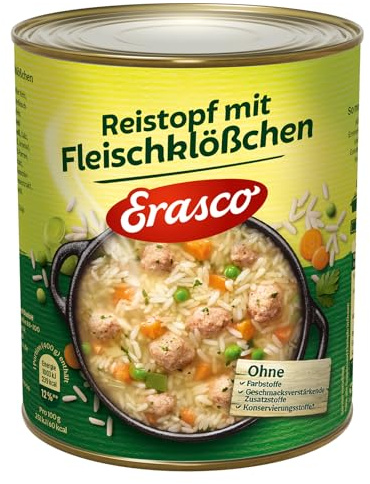 Erasco Reistopf mit Fleischklößchen (3 x 800g), In rund 5 Minuten fertig – Mit viel Gemüse – Ohne Schnickschnack - Einfach lecker