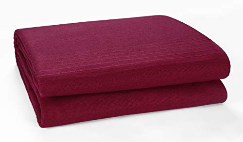 EHC Classic Rib Cotton Throw, Sofa Settee Bed Throw Bedspread - 250cm x 380cm, 100 x 150 Inches Fits 4 or 5 Seater Sofa or Super King Size Bed, Wine
