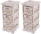 Mendler 2er-Set Regal Kommode mit 3 Korbschubladen 58x25x28cm, Shabby-Look, Vintage - weiß