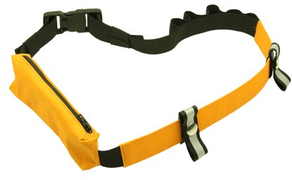 ANDREAS WIPPER Laufgürtel mit Hüfttasche und Gelschlaufen, Startnummernhalter, Startnummerngurt, Startnummernbefestigung, Startnummernband Case Orange Edition