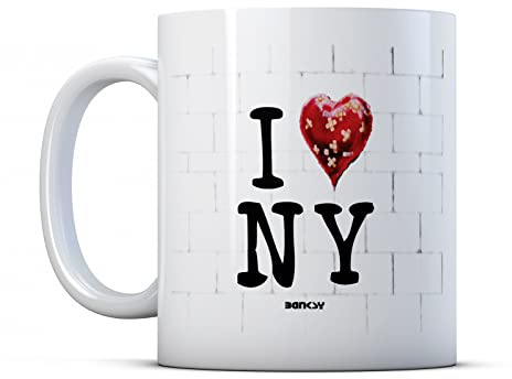 Banksy I Love NY Band Aid Heart - Printed Mug by Finger Prints