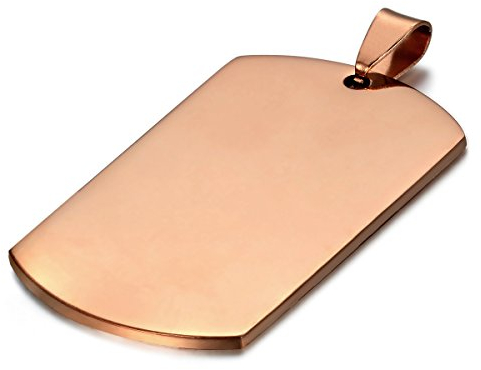 JewelryWe Personalisierte Schmuck Herren Damen Halskette, Militärische Erkennungsmarke Armee Stil Dog Tag Anhänger mit 55cm Kette, Rose Gold, mit kostenlos Gravur