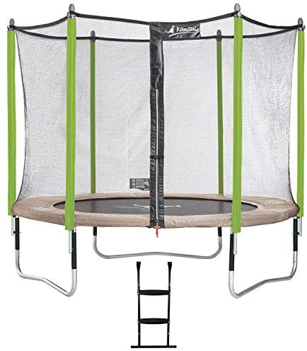 Kangui - Trampoline de Jardin 300 cm + Filet de sécurité + échelle + kit JUMPI Zen 300