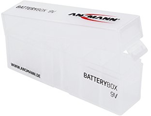 ANSMANN 6-Way Battery Storage Holder For 9V Block Batteries [Pack of 1] Plastic Storage Holder For Up To 6 9V Batteries - Ideal for Storing Full and Empty Batteries