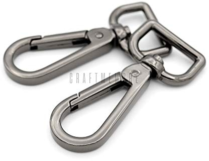 craftmemore 2 3/10,2 cm Push Gate Snap Haken Metall-Karabinerverschluss Drehgelenk Geldbörse Hardware gunmetal