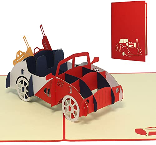 LINPOPUP®, LIN17379, POP UP Karte Auto, Umzugskarte, Grußkarte Pensionierung, Ruhestand, Geldkarte Auto, Reisegutschein, Urlaubkarte, Ruhestandkarte, Abschiedskarte, Auto, N252