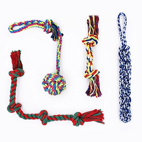 RIO Direct Dog Rope Toys, Durable Dog Rope Chew Toys Set for Aggressive Chewers, Interactive Cotton Rope - Avoid Boredom and Anxiety - Best Gift for Medium to Large Breeds (4Pack)