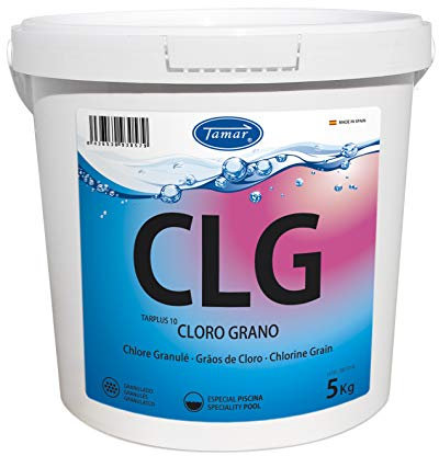 Tamar Cloro Grano de Disolucion Lenta, Alta solubilidad, desinfectante Agua Piscina, granulado 5 Kilos