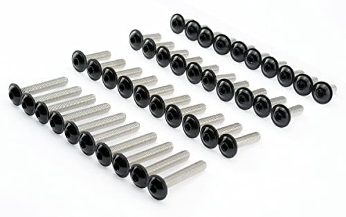 Motorrad Linsenkopfschrauben Edelstahl V2A schwarz M8 M10 Schrauben Innensechskant, Stückzahl:10 Stk., Abmessung Schrauben:M10x20