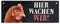Metallschild mit Huhn Motiv und Spruch: Hier wachen wir!