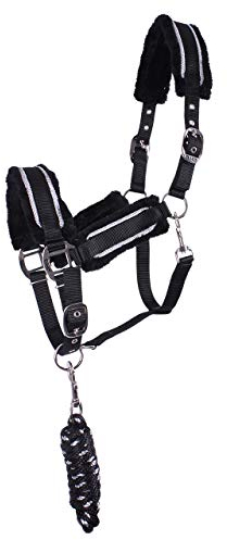 ARBO-INOX Halfterset Halfter-Set Halfter und Strick mit Polsterung 4 Farben (COB, schwarz)
