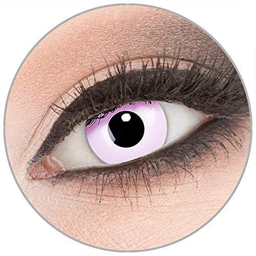 Farbige 'Pink' Kontaktlinsen von 'Evil Lens' zu Fasching Karneval Halloween 1 Paar rosa Crazy Fun Kontaktlinsen mit Behälter ohne Stärke