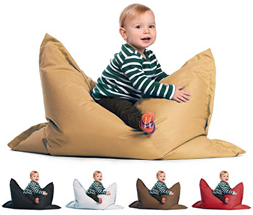 sunnypillow S Sitzsack, Outdoor & Indoor 100 x 70 cm mit 60L Styropor Füllung Sessel für Kinder & Erwachsene Sitzkissen Sofa Beanbag viele Farben und Größen zur Auswahl Beige