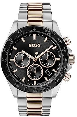 BOSS Chronograph Quarz Uhr für Herren Kollektion Hero mit Zweifarbiges Edelstahlarmband - 1513757