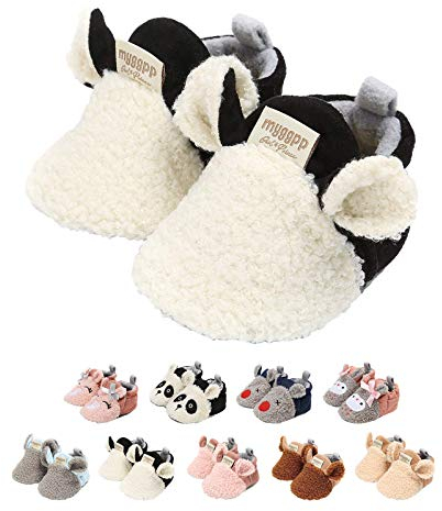 EDOTON Unisex Neugeborene Tier Schuhe,Süß Rutschfest Sohle Weich Winter Warm Haus Innen Ausdruck Stiefel zum Baby Jungs Mädchen (0-6 Monate, C_Weiß)