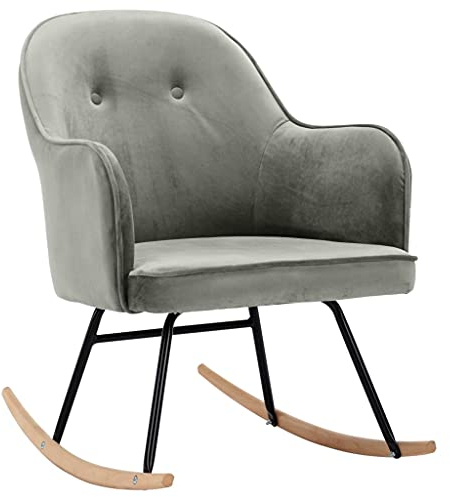 vidaXL Schaukelstuhl Schwingsessel Relaxstuhl Schwingstuhl Stuhl Polsterstuhl Wippstuhl Schaukelsessel Sessel Relaxsessel Grau Samt