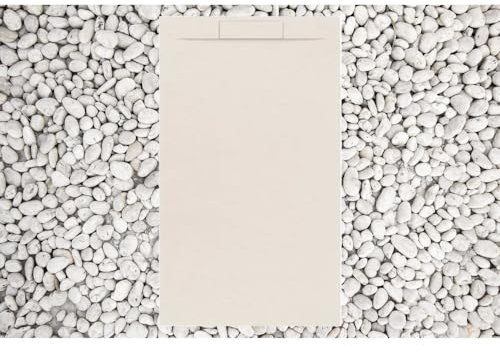 Duschwanne 200 x 85 cm, Beige Line Plus, aus Harz und Marmorstaub mit seitlichem Gitter aus Marmorharz