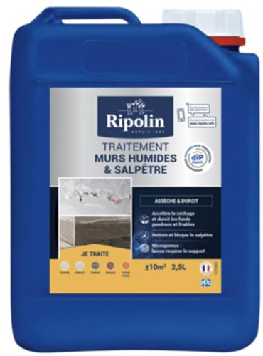 Traitement pour murs humides et salpêtre incolore RIPOLIN - Contenance: 2.5 L