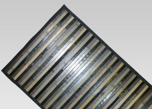 BIANCHERIAWEB Bambus Teppich Degradè Schwarz, Kücheläufer 50x120 cm, Küchenteppich rutschfest 100% Bambus, Kitchen Lane aus strapazierfähigem Material, nimmt Keine Flecken auf