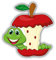 20cm! Hochwertiger Kühlschrank-Auto-Aufkleber Sticker Cartoon Comic Wurm isst Apfel Cartoon Comic UV&Waschanlagenfest Decal