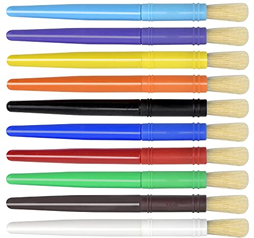 10 Pièces Pinceau Peinture Enfants, Kit de Brosses Coloré Pour Aquarelle, Huile, Tempera Kit pour Bébé, Débutant et Artiste