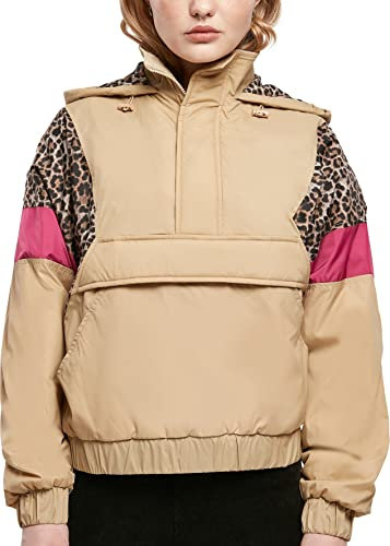 Urban Classics Damen Ladies AOP Mixed Pull Over Jacket unionbeige/darkleo/w., L